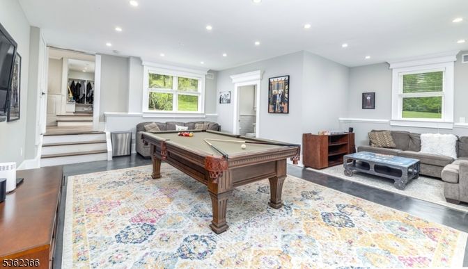 Billiard Table, Game Room, Interior, Living room, Recessed Lighting, Wood Texture Flooring
