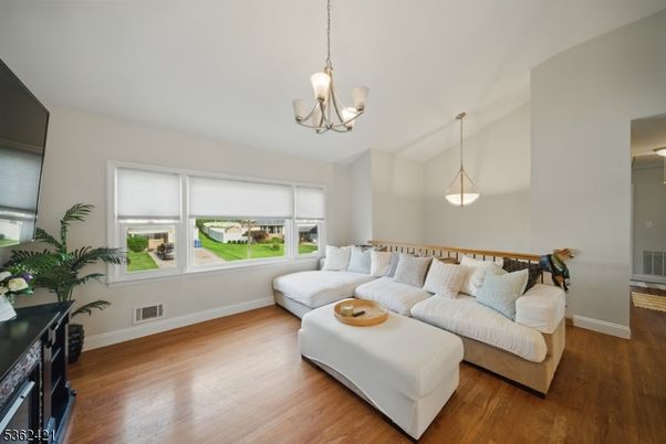 Interior, Living room, Pendant Lights, Wood Texture Flooring