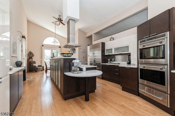 Interior, Kitchen, Pendant Lights, Stainless Steel Appliances, Wood Texture Flooring