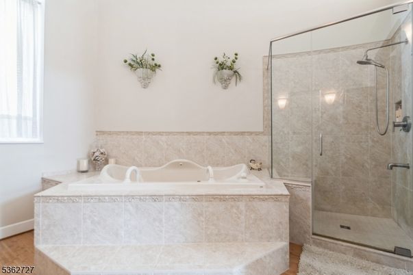 Bathroom, Glass Shower, Interior, Wood Texture Flooring