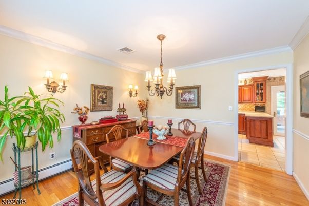 Chandelier, Dining room, Interior, Wood Texture Flooring