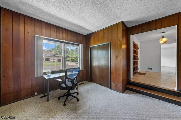 Home Office, Interior, Pendant Lights, Wooden Walls