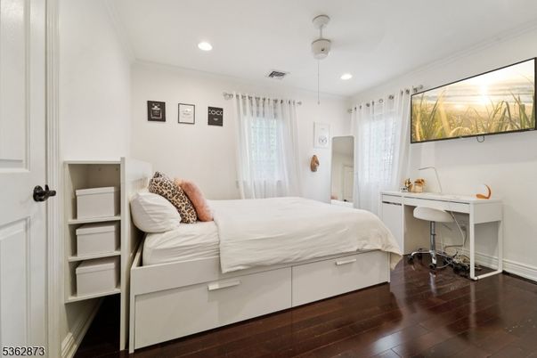 Bedroom, Home Office, Interior, Recessed Lighting, Wood Texture Flooring