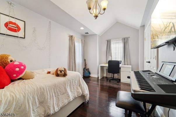 Bedroom, Home Office, Interior, Piano, Recessed Lighting, Wood Texture Flooring