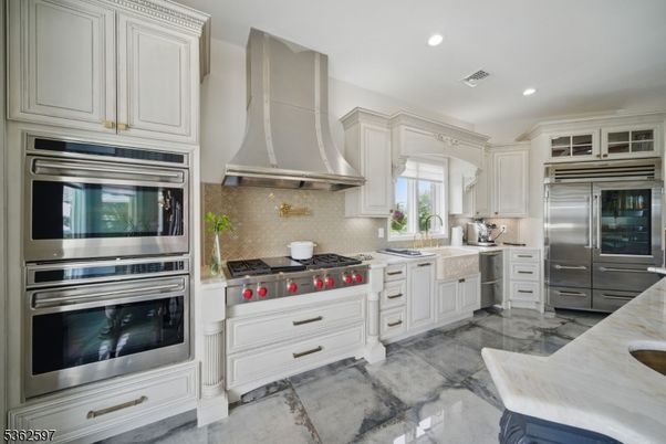 Interior, Kitchen, Marble, Recessed Lighting, Stainless Steel Appliances