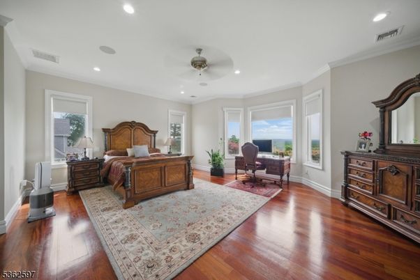 Bedroom, Home Office, Interior, Recessed Lighting, Wood Texture Flooring