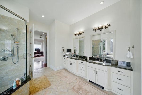 Bathroom, Dual Sink Vanities, Glass Shower, Interior, Recessed Lighting