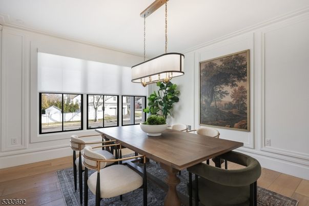 Chandelier, Dining room, Interior, Wood Texture Flooring