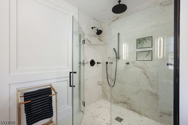 Bathroom, Glass Shower, Interior, Marble Walls