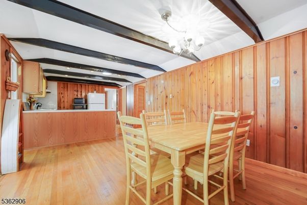 Chandelier, Dining room, Interior, Kitchen, Wooden Beams, Wood Texture Flooring, Wooden Walls