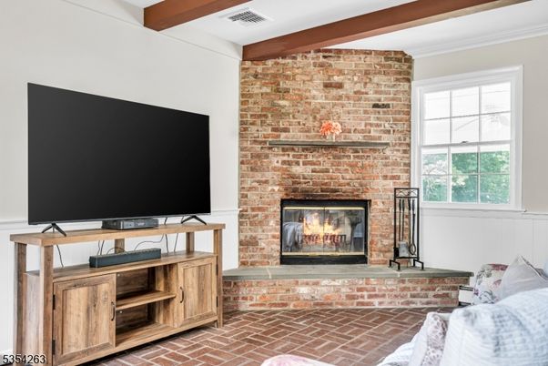 Fireplace, Interior, Stone Walls, Wooden Beams