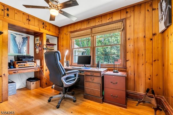 Home Office, Interior, Wood Texture Flooring, Wooden Walls