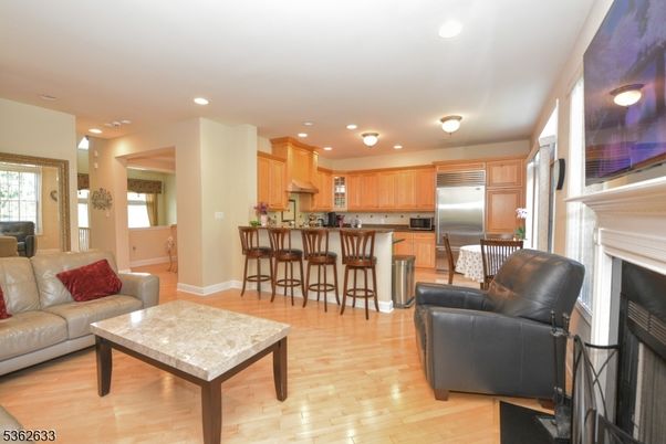 Interior, Kitchen, Living room, Recessed Lighting, Stainless Steel Appliances, Wood Texture Flooring