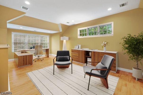 Home Office, Interior, Recessed Lighting, Wood Texture Flooring