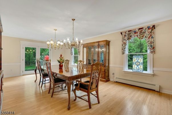Chandelier, Dining room, Interior, Wood Texture Flooring
