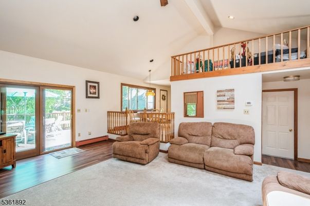 Dining room, Interior, Living room, Pendant Lights, Recessed Lighting, Wood Texture Flooring