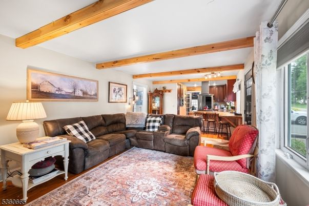 Interior, Kitchen, Living room, Wooden Beams, Wood Texture Flooring