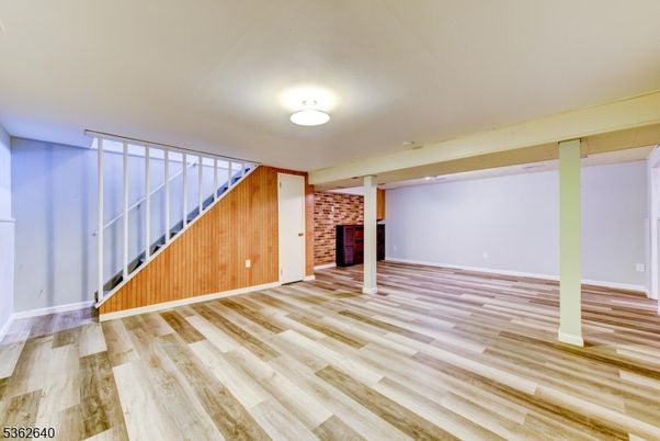 Empty room, Fireplace, Interior, Stone Walls, Wood Texture Flooring