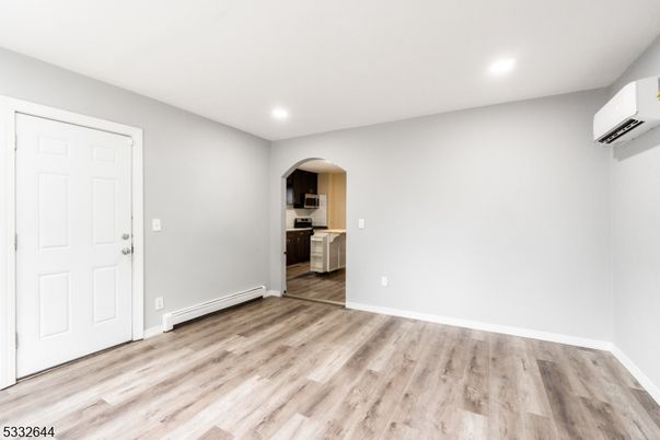 Empty room, Interior, Kitchen, Recessed Lighting, Wood Texture Flooring