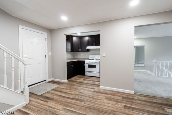 Interior, Kitchen, Recessed Lighting, Wood Texture Flooring