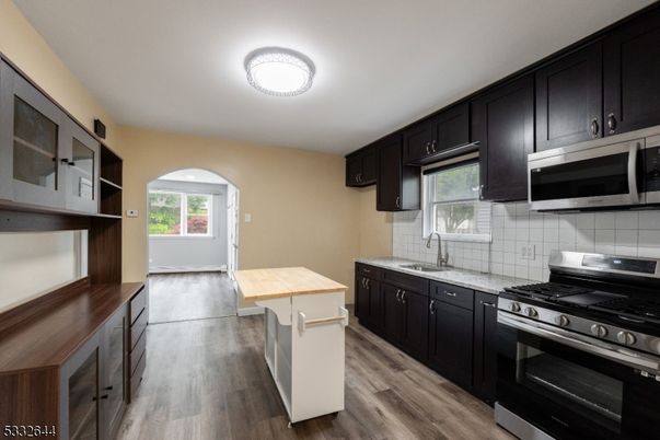 Interior, Kitchen, Stainless Steel Appliances, Wood Texture Flooring
