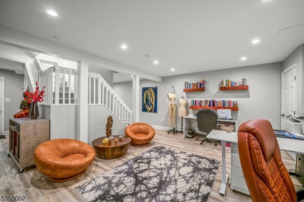 Home Office, Interior, Recessed Lighting, Wood Texture Flooring