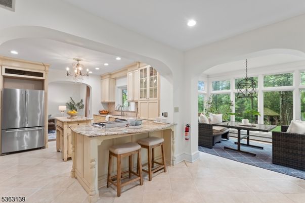Chandelier, Interior, Kitchen, Recessed Lighting, Stainless Steel Appliances