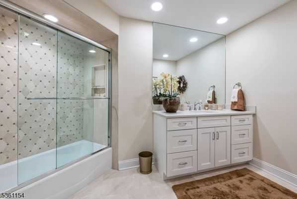 Bathroom, Glass Shower, Interior, Recessed Lighting
