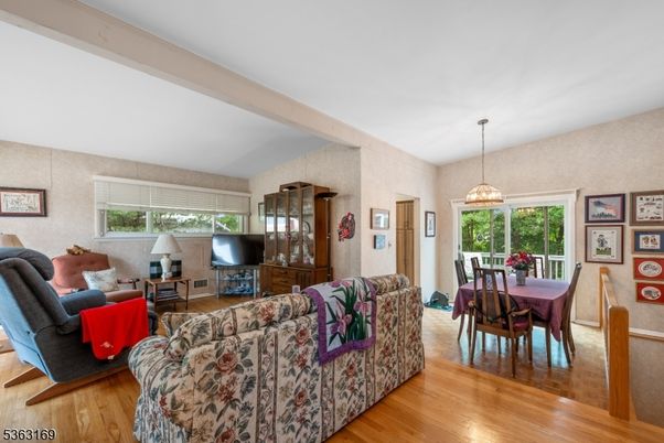 Dining room, Interior, Living room, Pendant Lights, Wood Texture Flooring