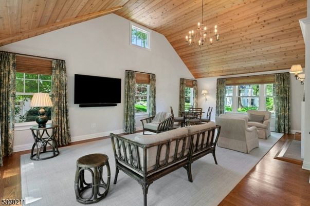 Chandelier, Interior, Living room, Pendant Lights, Wooden Ceilings, Wood Texture Flooring