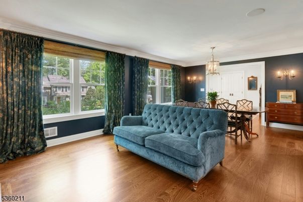 Chandelier, Dining room, Interior, Wood Texture Flooring