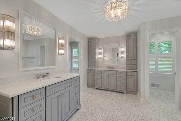 Bathroom, Chandelier, Dual Sink Vanities, Interior