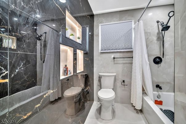 Bathroom, Interior, Marble Walls, Recessed Lighting