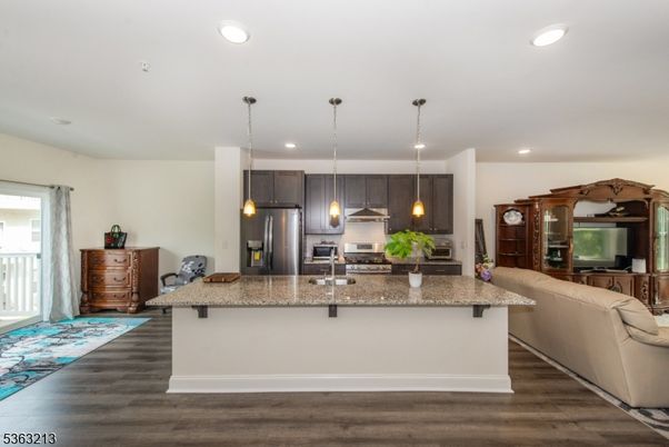 Interior, Kitchen, Living room, Pendant Lights, Recessed Lighting, Stainless Steel Appliances, Wood Texture Flooring