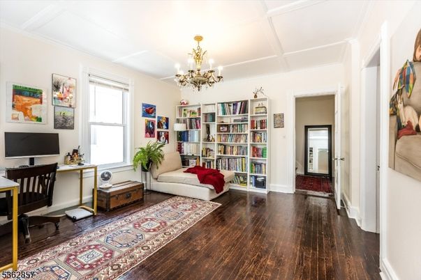 Chandelier, Home Office, Interior, Wood Texture Flooring