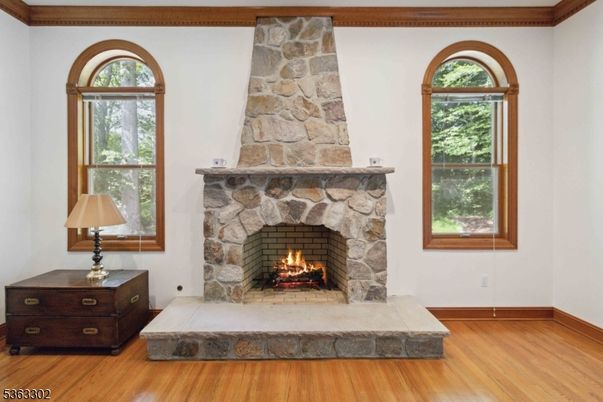 Fireplace, Interior, Stone Walls, Wood Texture Flooring