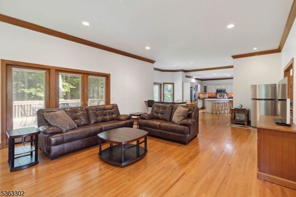 Interior, Kitchen, Living room, Recessed Lighting, Stainless Steel Appliances, Wood Texture Flooring