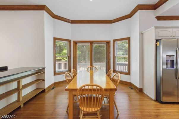 Dining room, Interior, Stainless Steel Appliances, Wood Texture Flooring