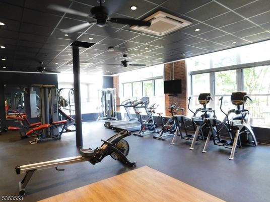 Fitness Equipment, Gym, Interior, Recessed Lighting, Wood Texture Flooring