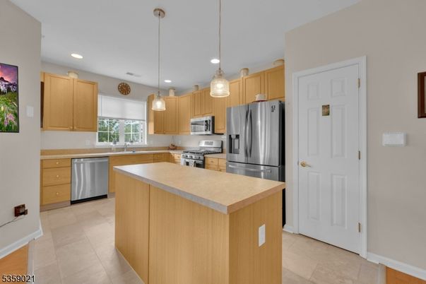 Interior, Kitchen, Pendant Lights, Recessed Lighting, Stainless Steel Appliances