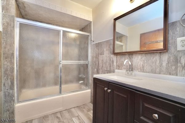 Bathroom, Glass Shower, Interior, Wood Texture Flooring
