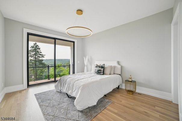 Bedroom, Interior, Pendant Lights, Wood Texture Flooring
