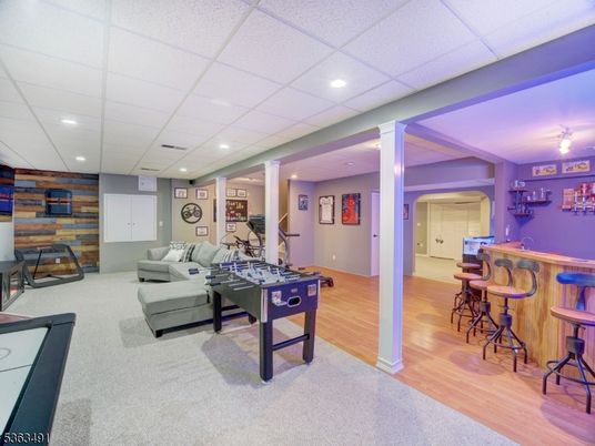 Game Room, Interior, Recessed Lighting, Wood Texture Flooring