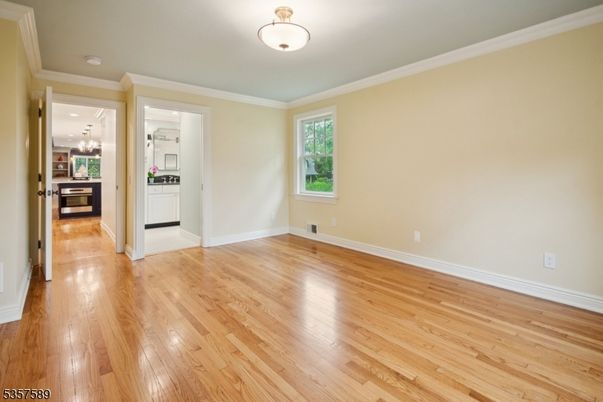 Chandelier, Empty room, Interior, Kitchen, Wood Texture Flooring