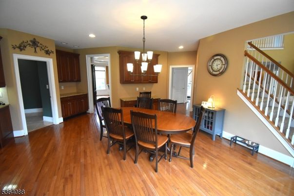 Chandelier, Dining room, Interior, Recessed Lighting, Wood Texture Flooring