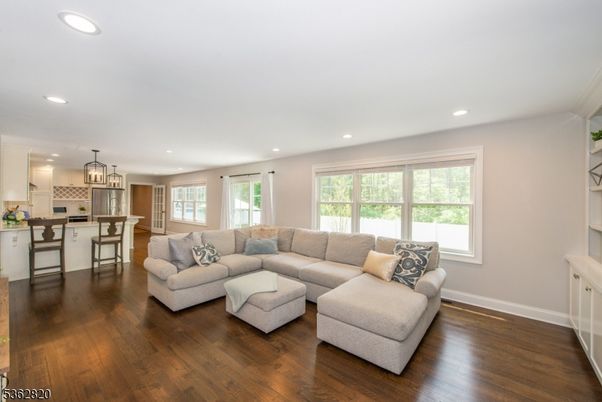 Interior, Kitchen, Living room, Pendant Lights, Recessed Lighting, Wood Texture Flooring