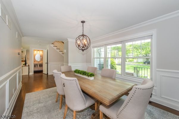 Chandelier, Dining room, Interior, Wood Texture Flooring