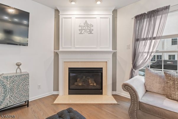 Fireplace, Interior, Recessed Lighting, Wood Texture Flooring