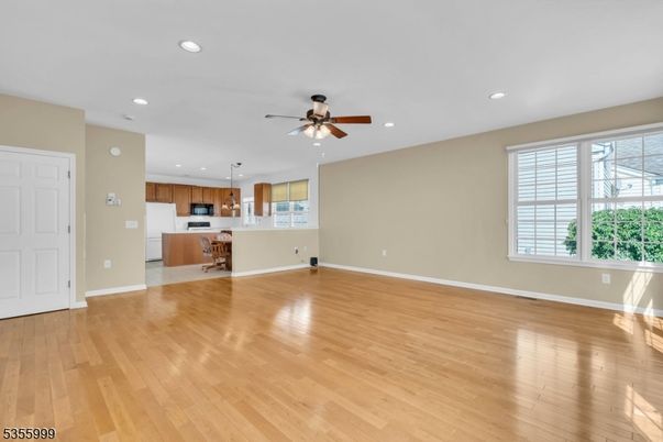 Empty room, Interior, Kitchen, Recessed Lighting, Wood Texture Flooring