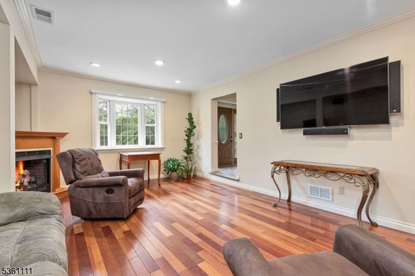 Fireplace, Interior, Recessed Lighting, Wood Texture Flooring
